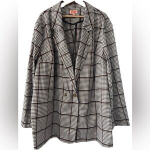 Womens EVRI Blazer Grid Plaid Career Business Professional 3X